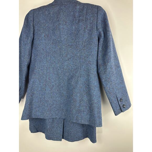 Donegal Wool Handwoven Made in Ireland Tweed Blazer & Skirt Set Blue No Size - Picture 8 of 14